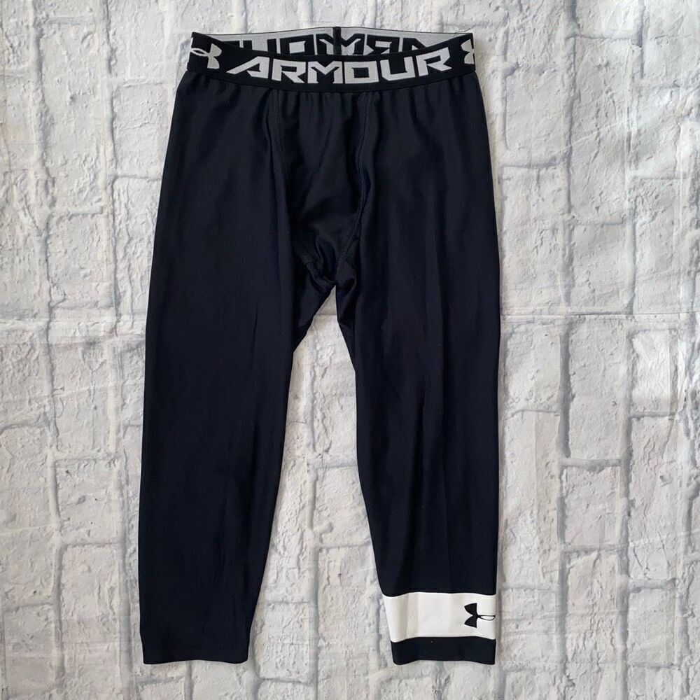 Under Armour youth XL Heatgear fitted compression leggings black & white